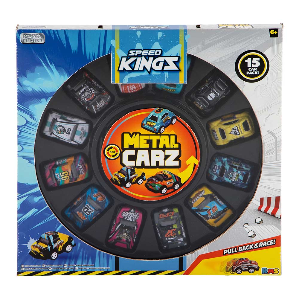 Speed Kingz Metal Carz Pull Back Cars 15 Pack