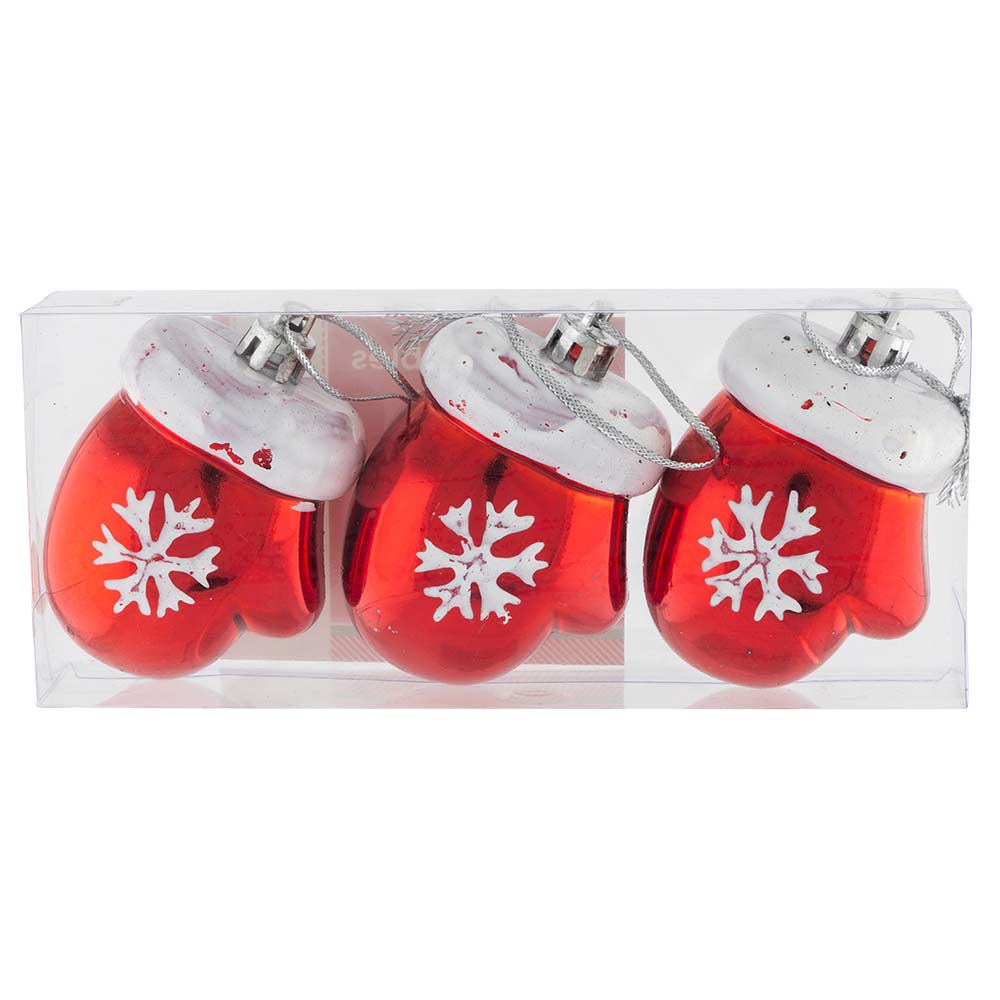 Christmas Glove Baubles 6cm (3 Pack)