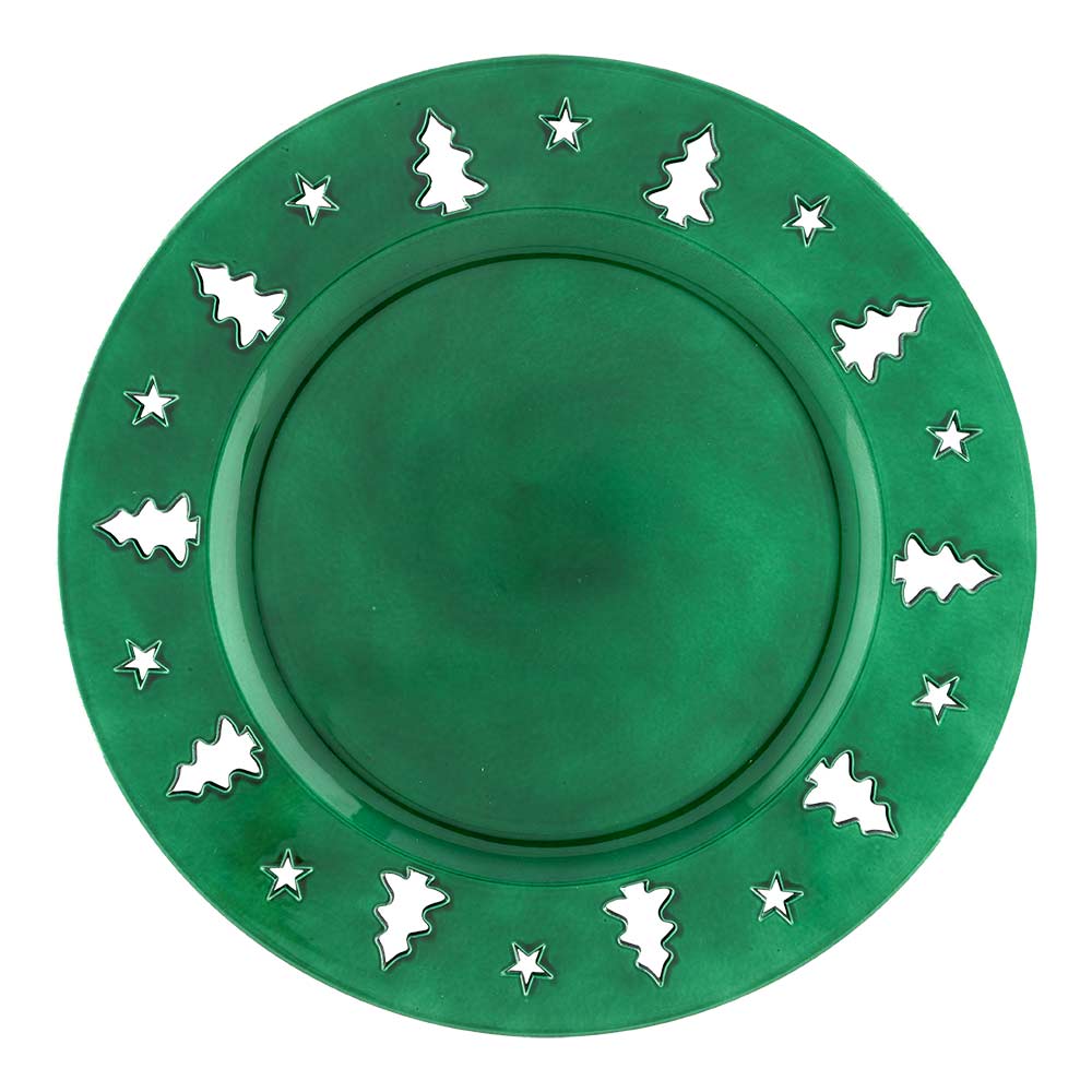 Green Christmas Charger Plate 33cm