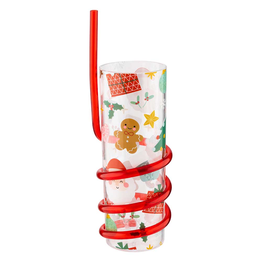 Christmas Kids Drinks Cup with Spiral Straw