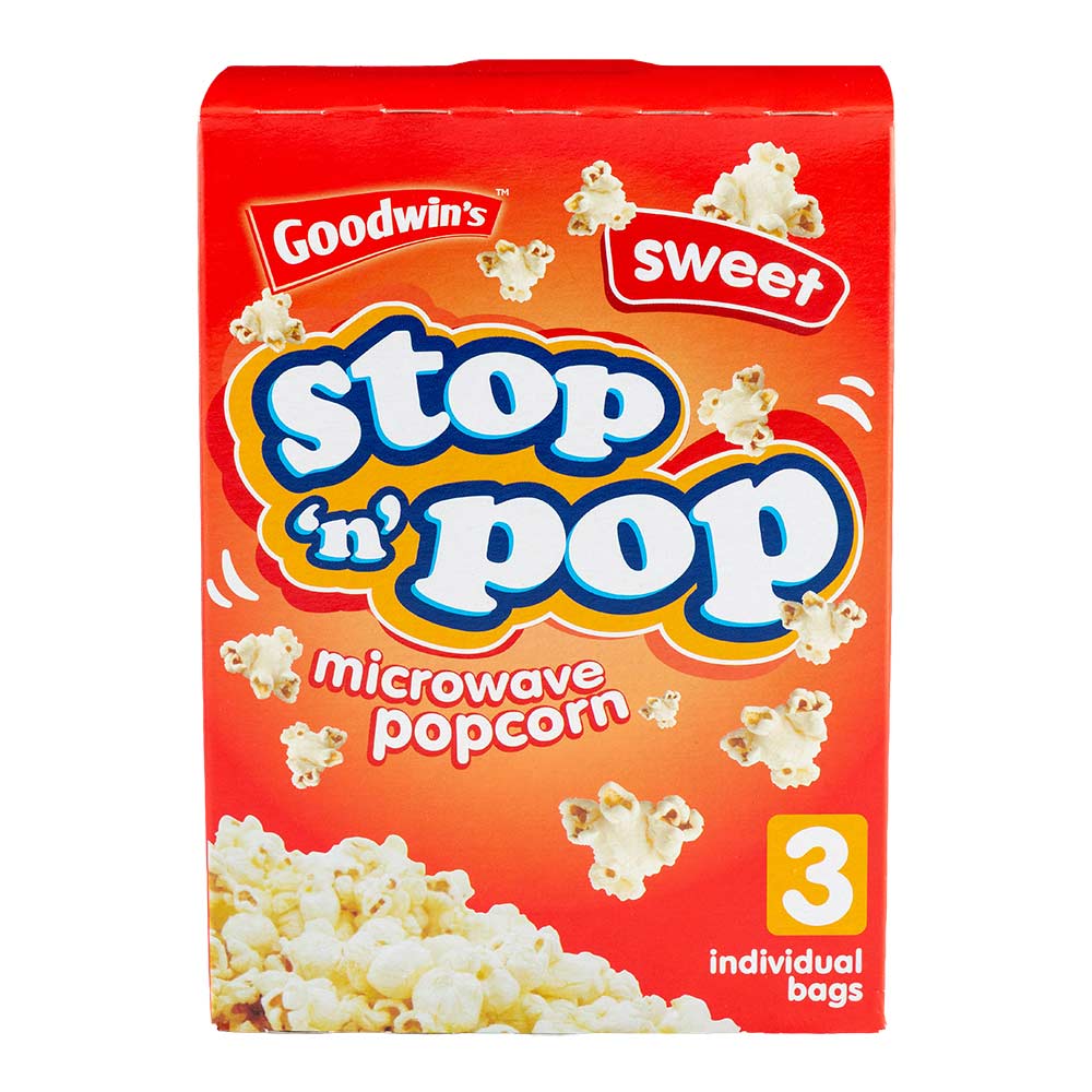 Goodwins Stop 'N' Pop Sweet Microwave Popcorn 3 x 85g Pack