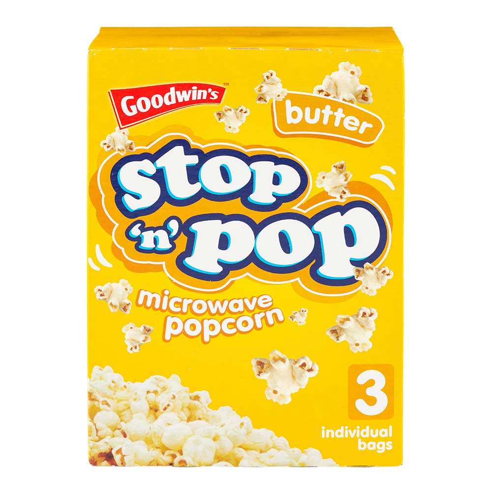Goodwins Stop 'N' Pop Butter Microwave Popcorn 3 x 85g Pack