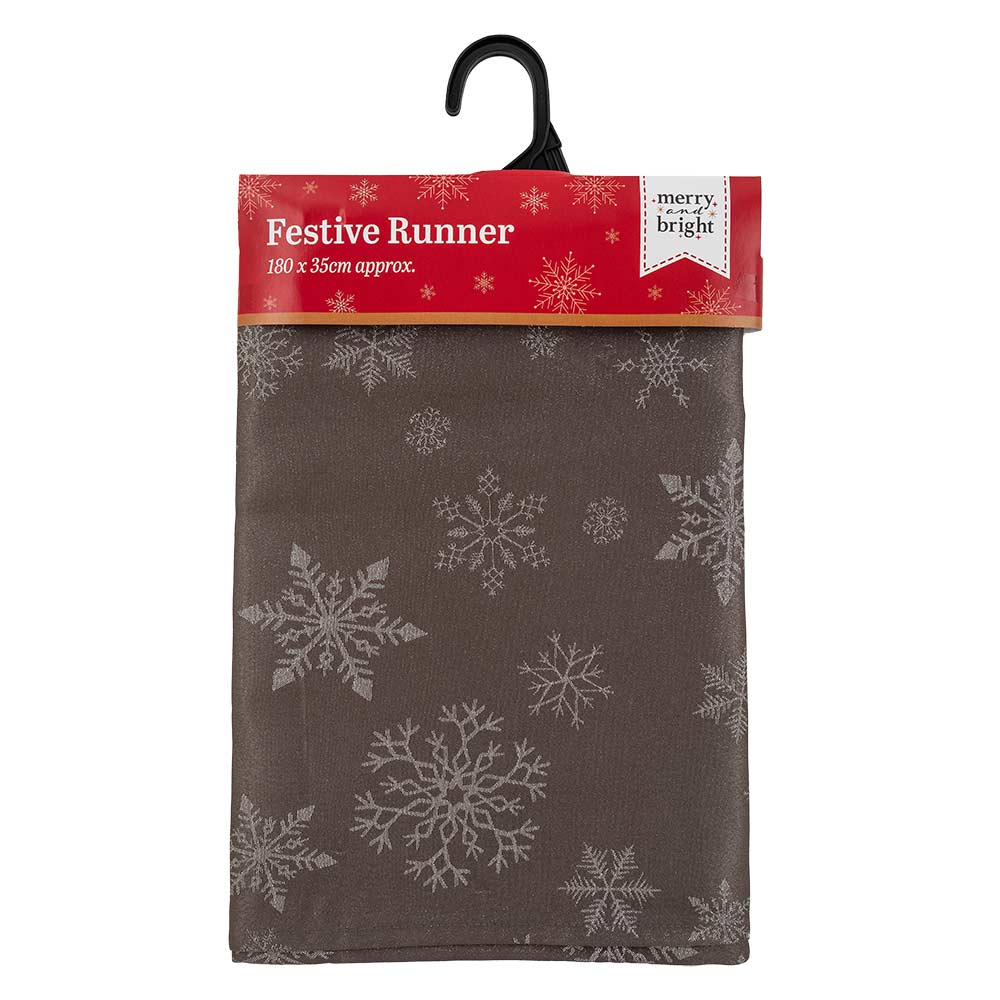 Grey Christmas Table Runner 180cm x 35cm