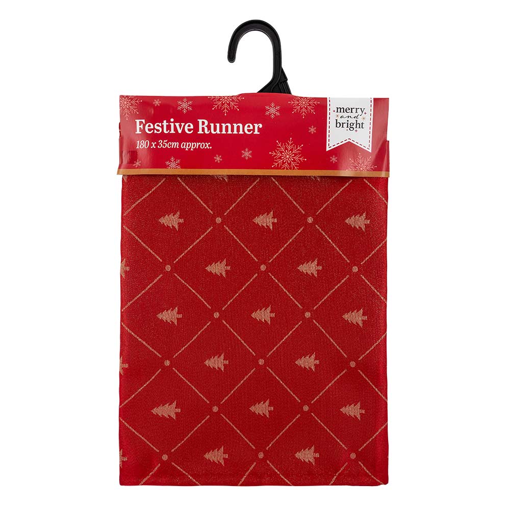 Red Christmas Table Runner 180cm x 35cm