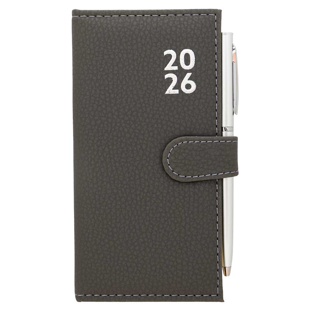 2026 Slim Premium Week to View Diary With Pen Grey