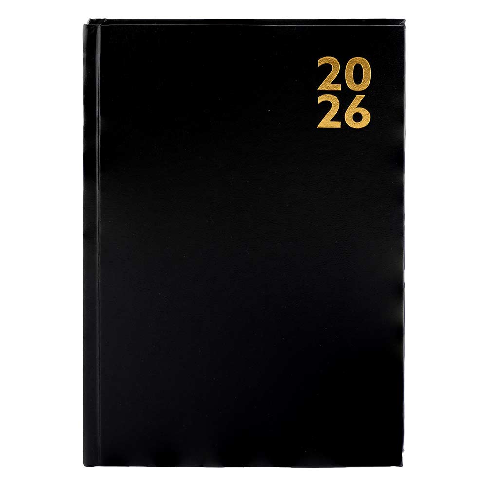 2026 A5 Day to Page Hardback Diary Black