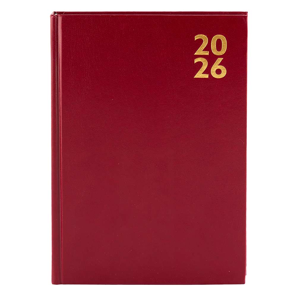 2026 A5 Day to Page Hardback Diary Red