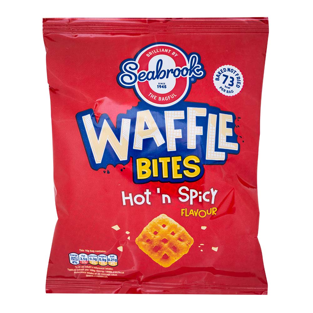 Seabrook Baked Waffle Bites Hot 'n Spicy Flavour 16g x 6 Pack