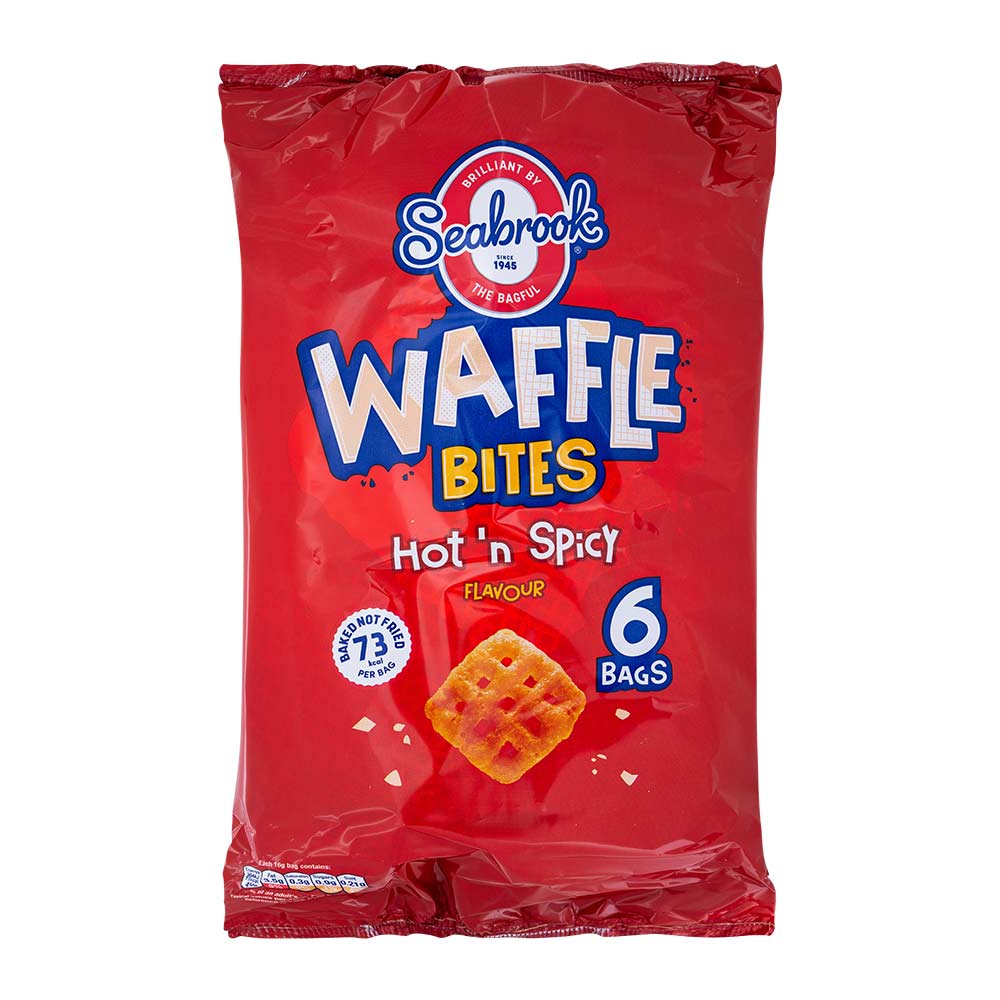 Seabrook Baked Waffle Bites Hot 'n Spicy Flavour 16g x 6 Pack