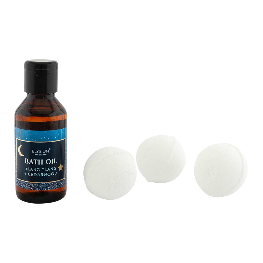 Elysium Spa Moonlight Restore Bath Oil & 3 Bath Bombs Gift Set