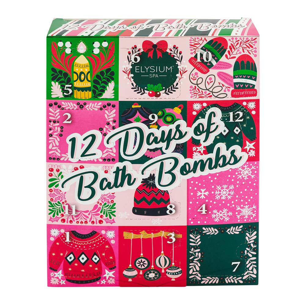 Elysium Spa 12 Days of Christmas Bath Bombs Advent Calender 30g x 12 Pack
