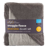 Snuggle Fleece Grey & Silver Reversible Duvet Set Single