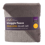 Snuggle Fleece Grey & Silver Reversible Duvet Set Double