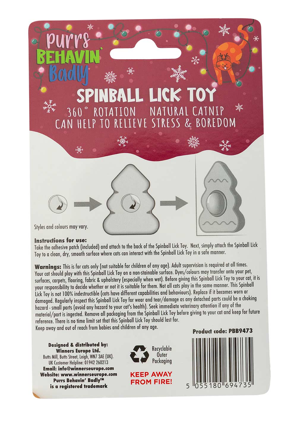 Spinball Cat Lick Toy With Catnip