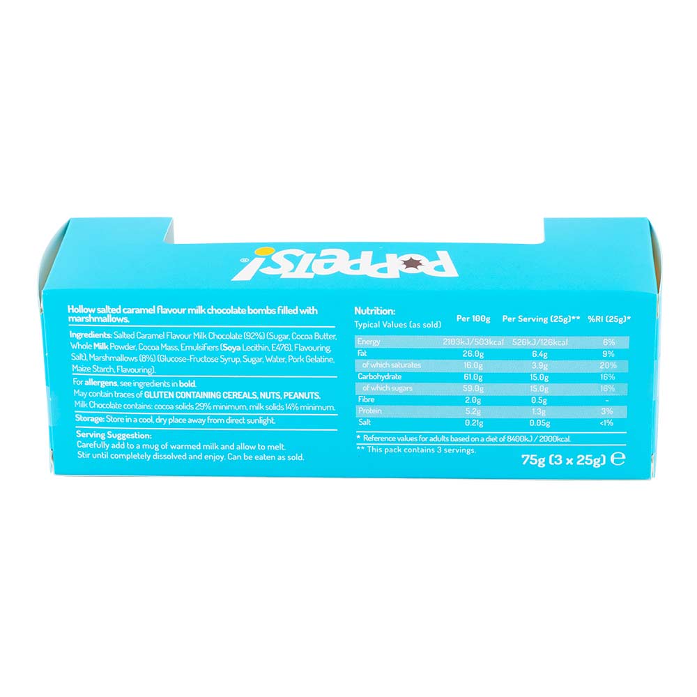 Poppets Hot Chocolate Bombs With Mini Mallows 25g x 3 Pack