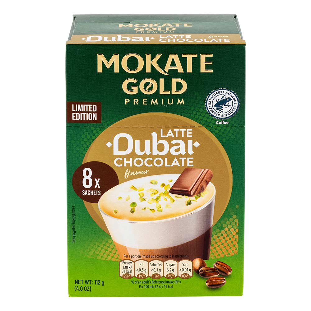 Mokate Gold Premium Latte Dubai Chocolate Flavour 14g x 8 Pack