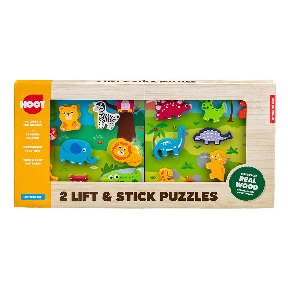 Hoot 2 Lift & Stick Puzzles 20 Piece Set | Poundstretcher
