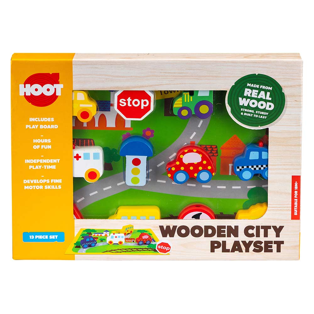 Hoot Wooden City 13 Piece Playset