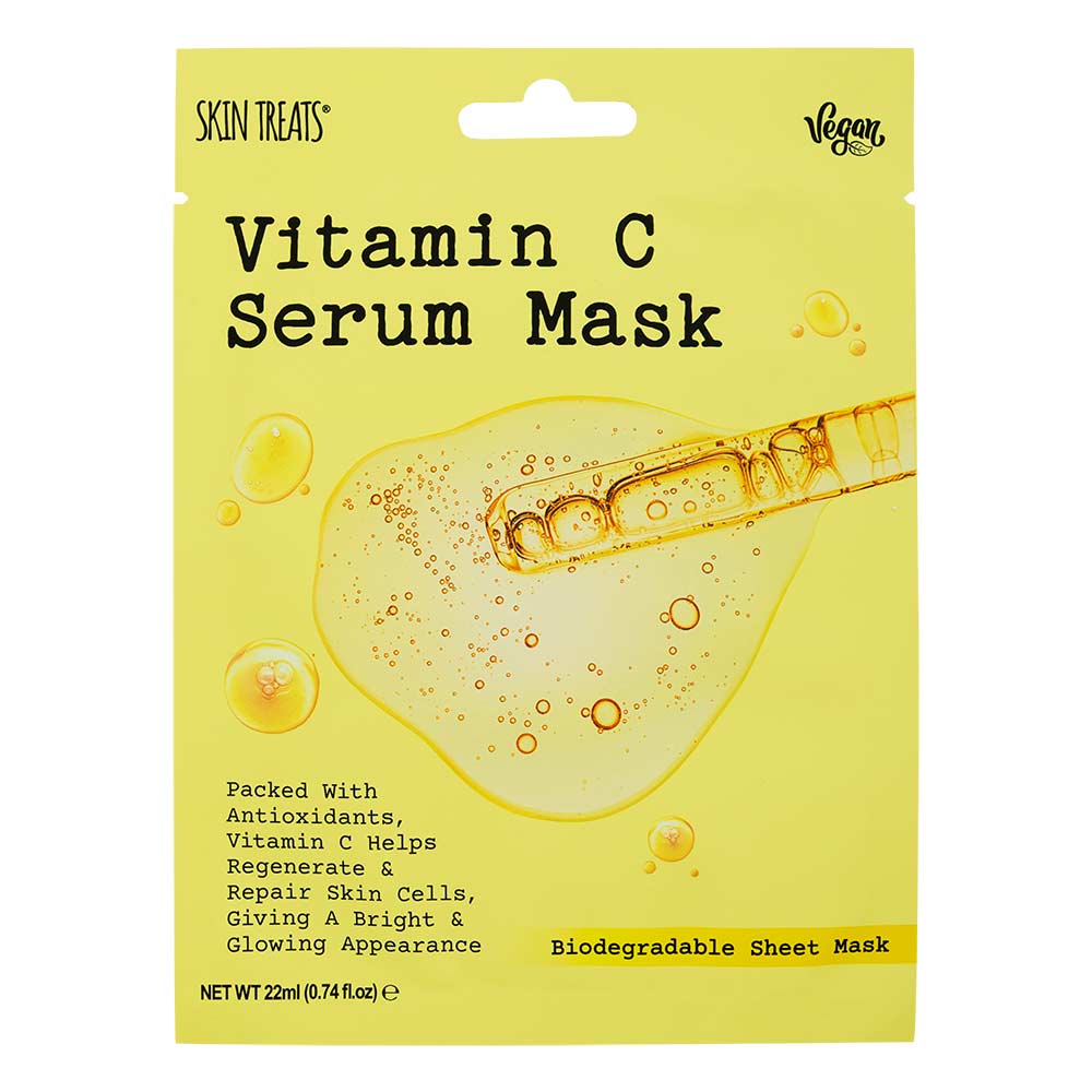 Vitamin C serum face mask on a white background