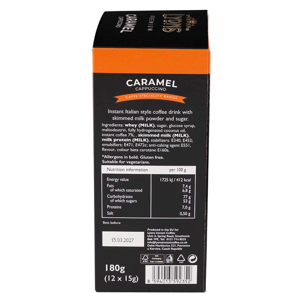 Lyons Premium Caramel Cappucino 15g x 12 Pack