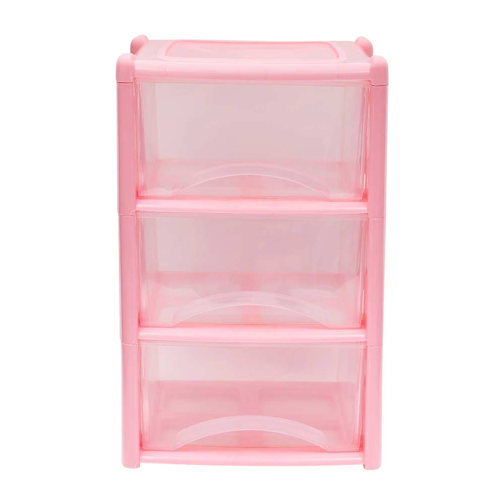 3 Drawer Plastic Storage Tower Pink