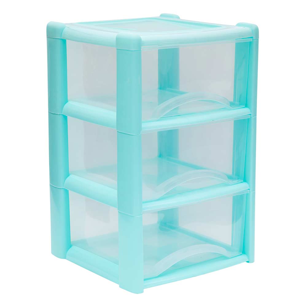 3 Drawer Plastic Storage Tower Teal