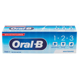 Oral B 123 whitening toothpaste on white background