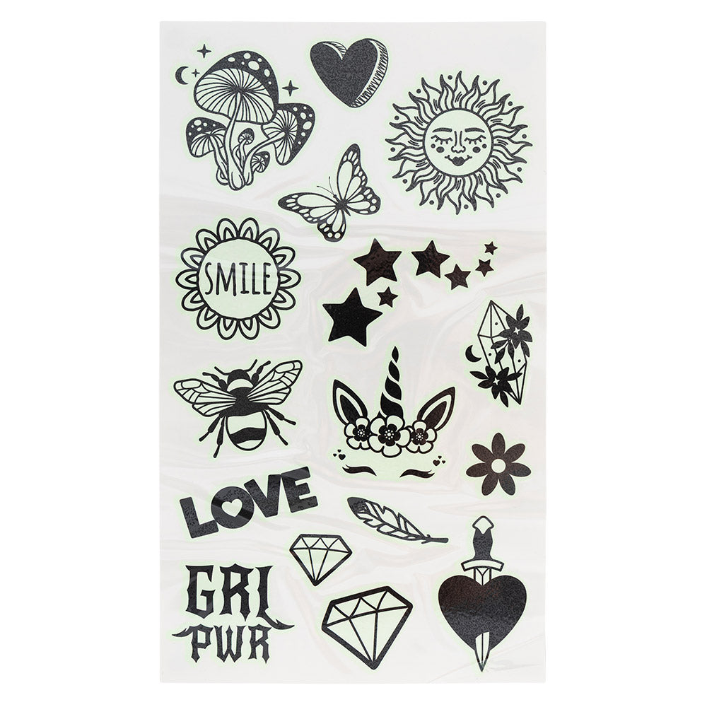 Glow In The Dark Temporary Tattoos 2 Sheets