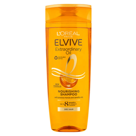 Loreal elvive extraordinary oil shampoo on white background
