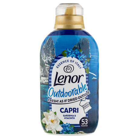 Lenor outdoorable capri gardenia & hyacinth fabric conditioner 53 washes on white background
