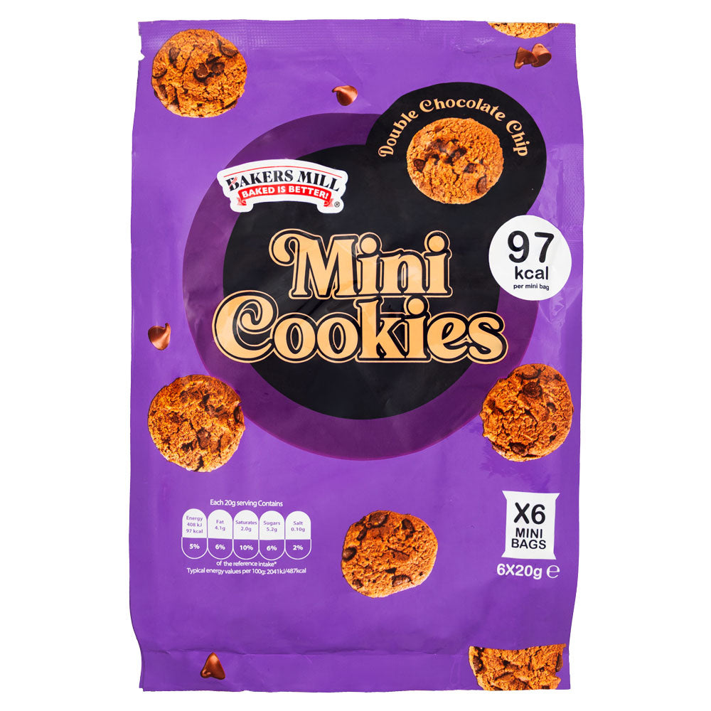Bakers Mill Mini Double Chocolate Cookies 6 x 20g