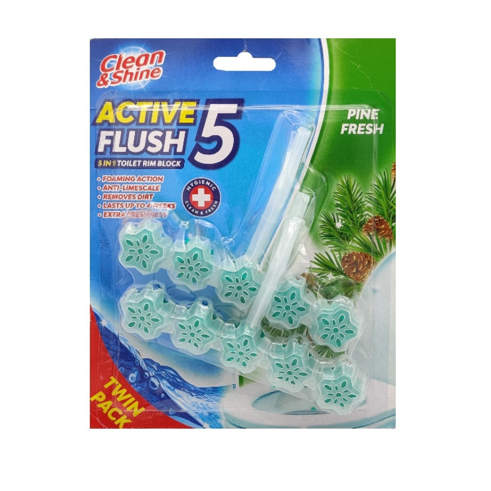 Clean & Shine Pine Toilet Rim Block Twin Pack 310502