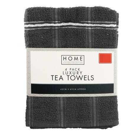 4 Pack Dark Grey Luxury Tea Towels 324889-DGREY
