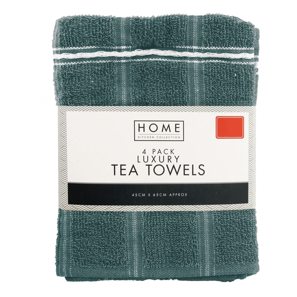4 Pack Green Luxury Tea Towels 324889-GREEN