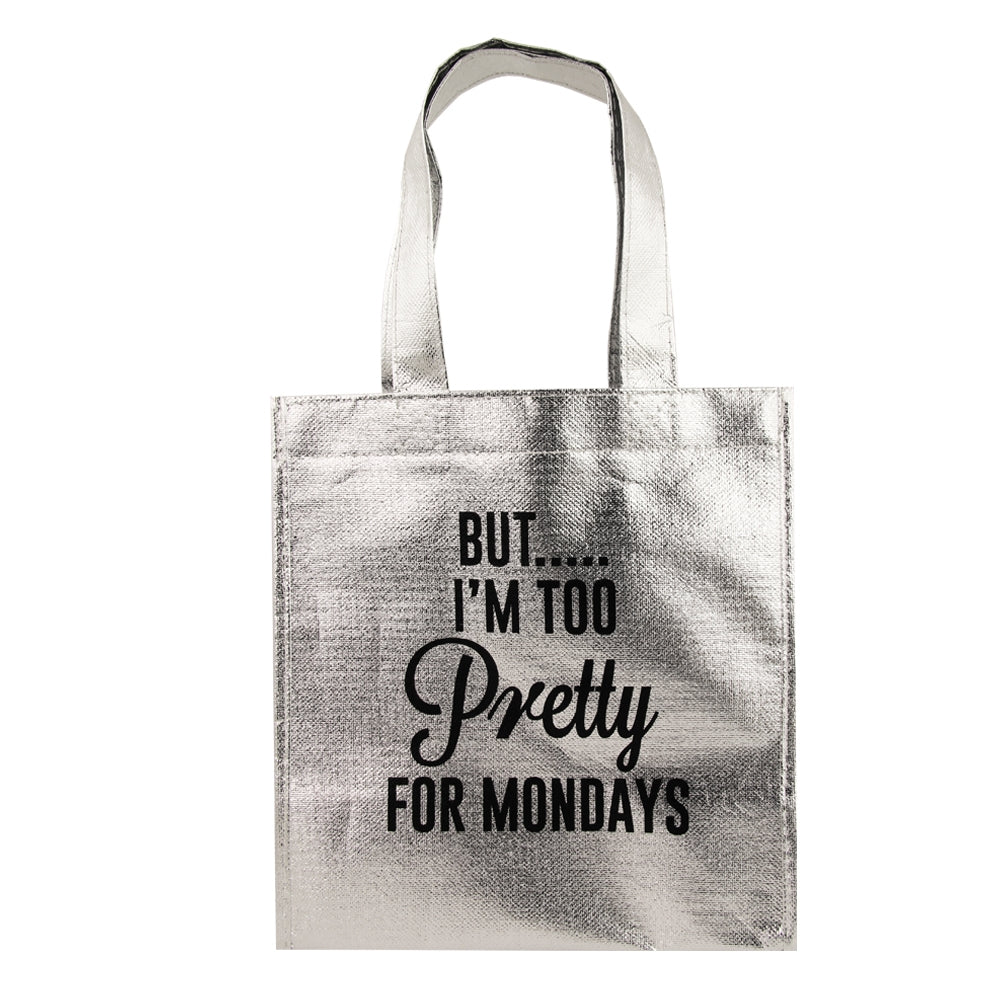 Silver Metallic Tote Bag 'Too Pretty' 314829-MONDAY