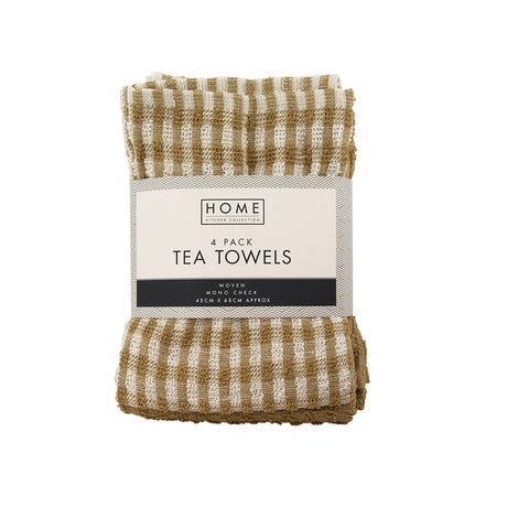 4 Pack Yellow Check Terry Tea Towels 324888-YELLOW