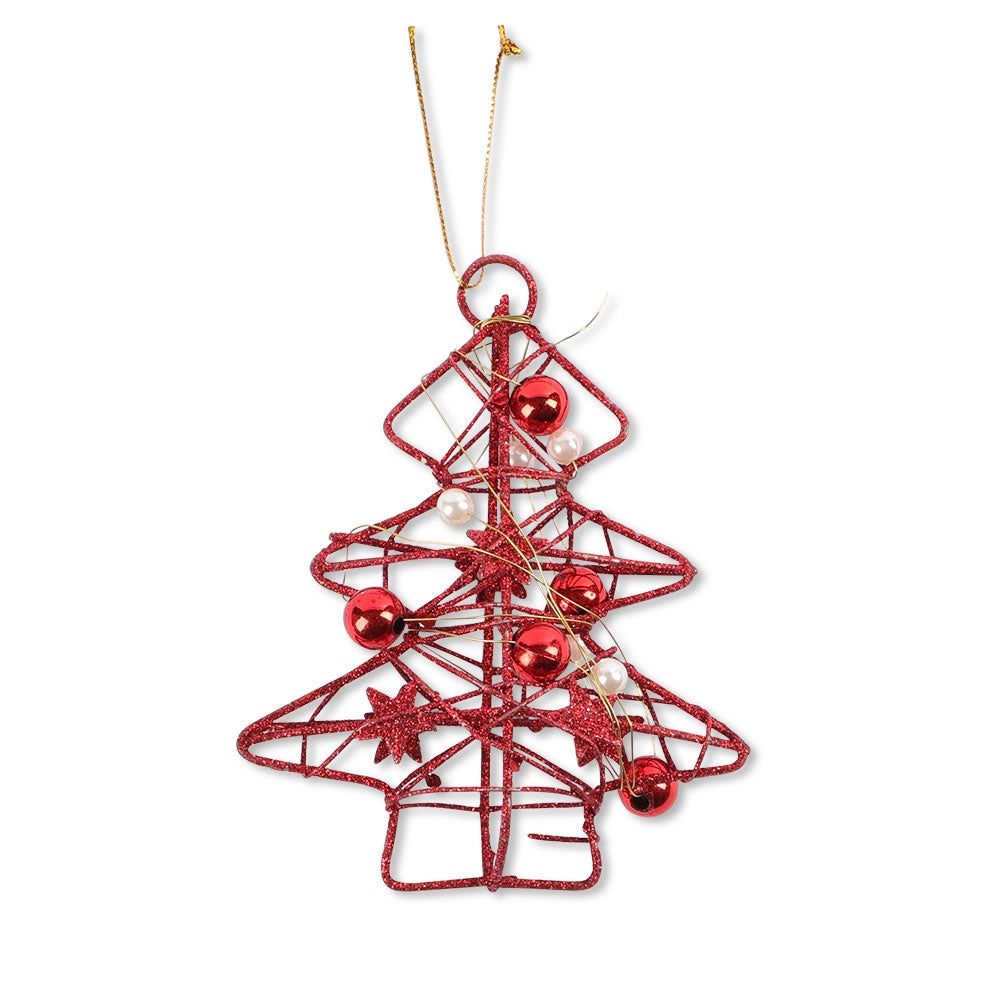 Red Wire Beaded Tree 332093-RED TREE