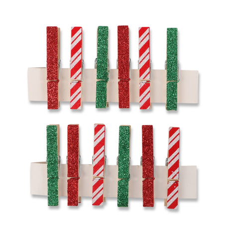 12 Glitter Christmas Clips 331792-GLITTER