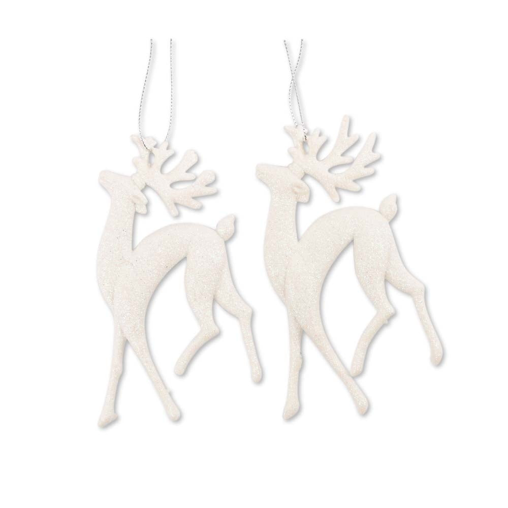 White Reindeer Hangers 2 Pack | Poundstretcher  339937-WHITE 