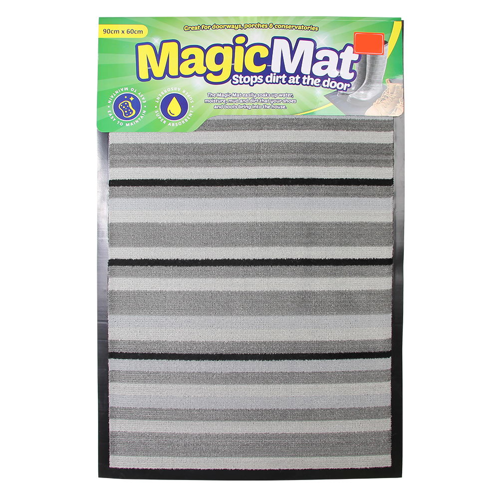 Grey Striped Magic Mat 60x90cm Poundstretcher