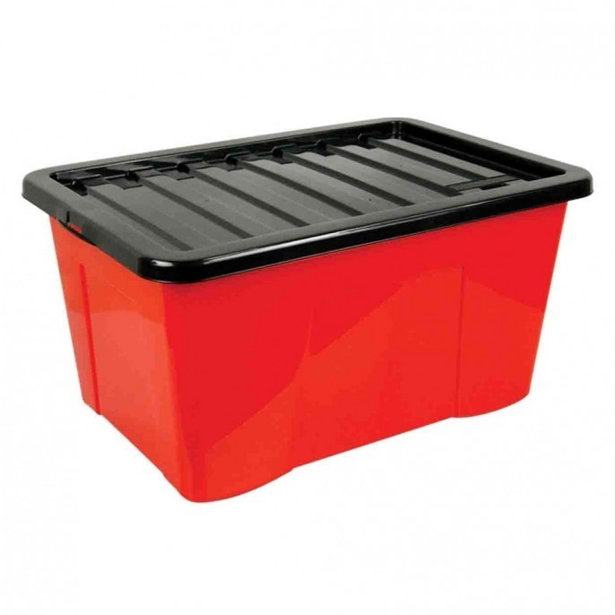 65L PLASTIC STORAGE BOX - RED