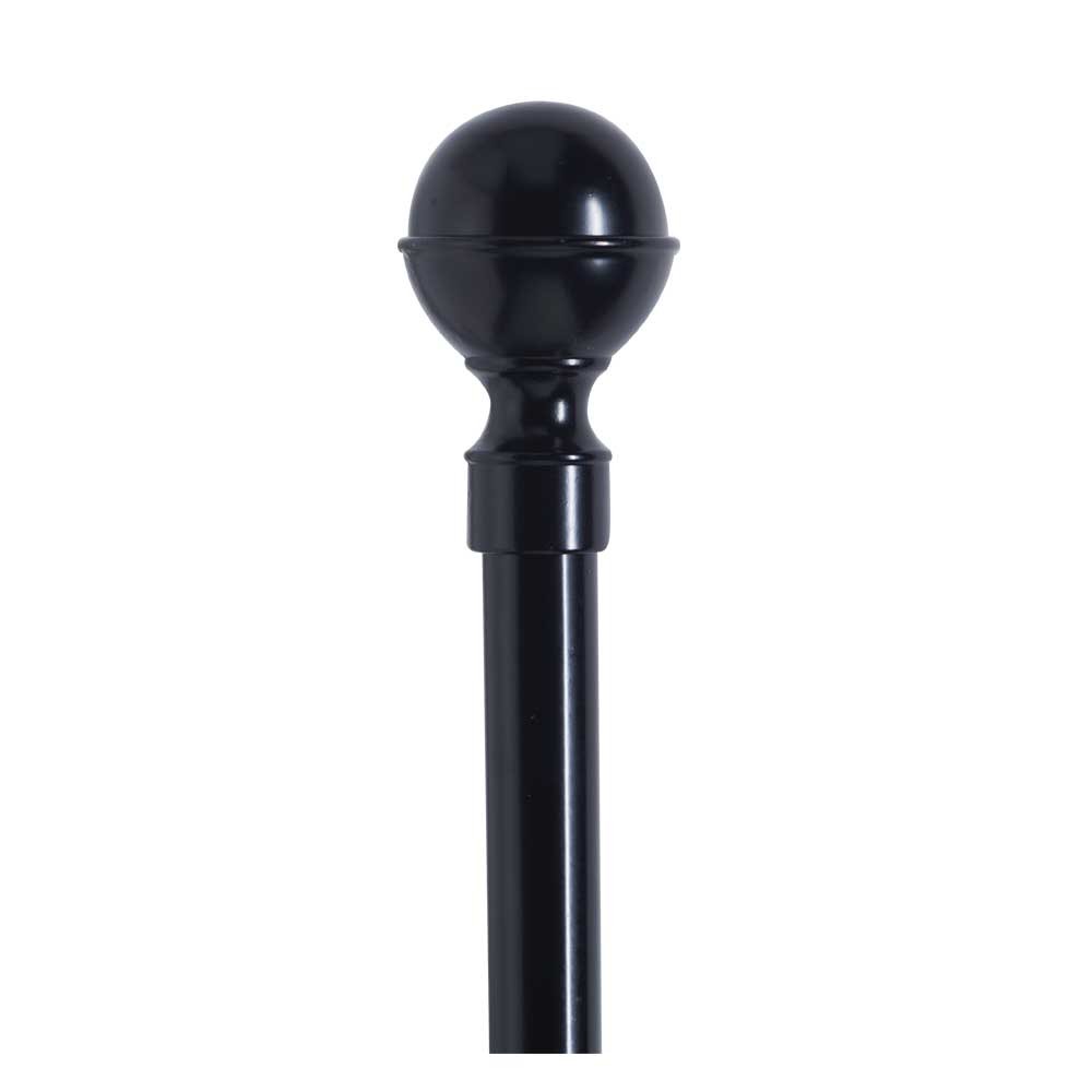 BLACK CURTAIN POLE WITH SOLID METAL BALL DETAIL