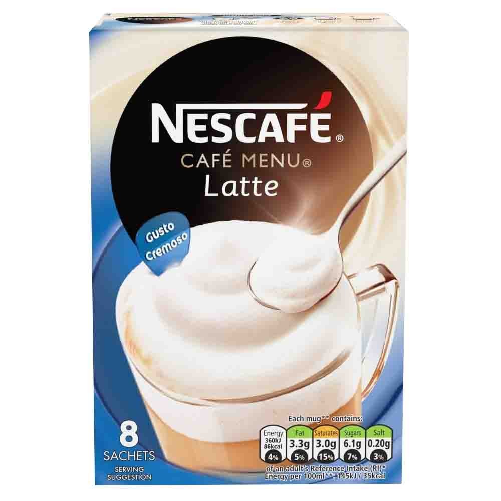 NESCAFE CAFE MENU LATTE COFFEE 8 SACHETS