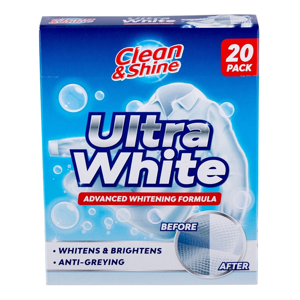 CLEAN & SHINE ULTRA WHITE WHITENING SHEETS 20 PACK