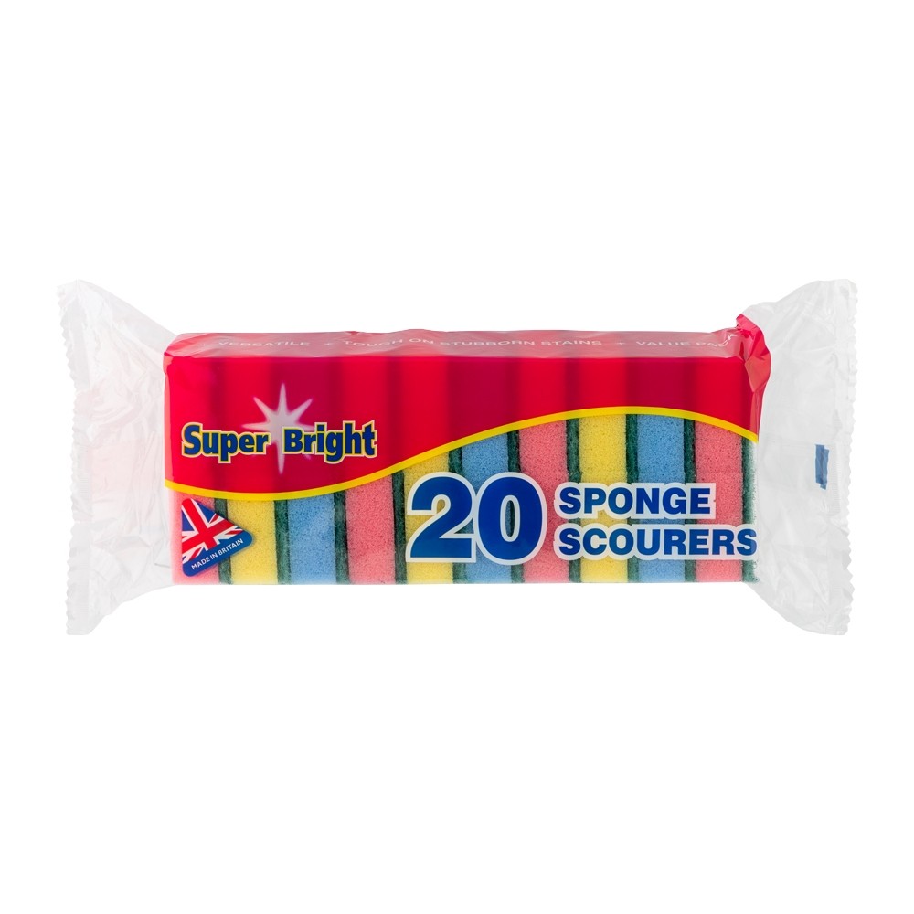 SUPER BRIGHT SPONGE SCOURER - 20 PACK