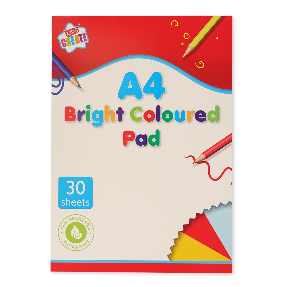 A4 BRIGHT COLOURED PAPER DRAWING PAD | Poundstretcher