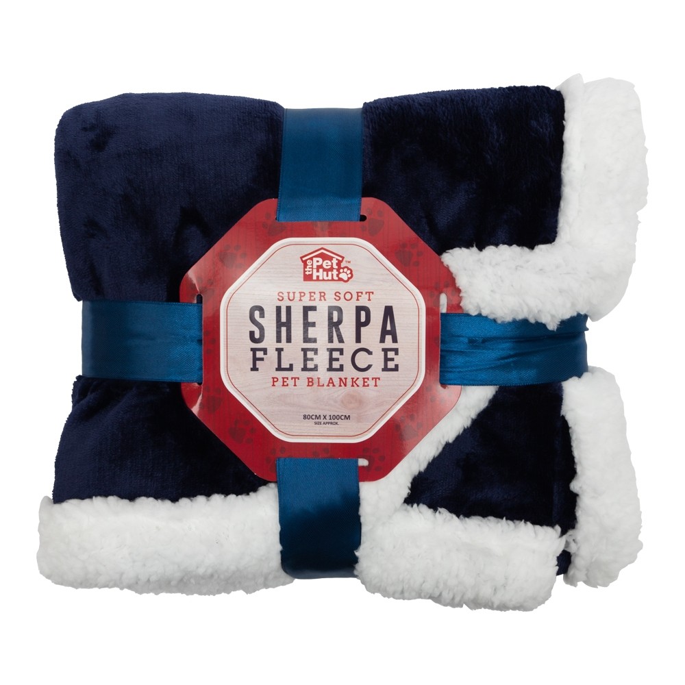 SHERPA FLEECE SUPER SOFT PET BLANKET BLUE Poundstretcher