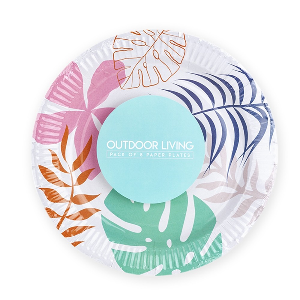 MULTICOLOURED PAPER PLATES 8 PACK