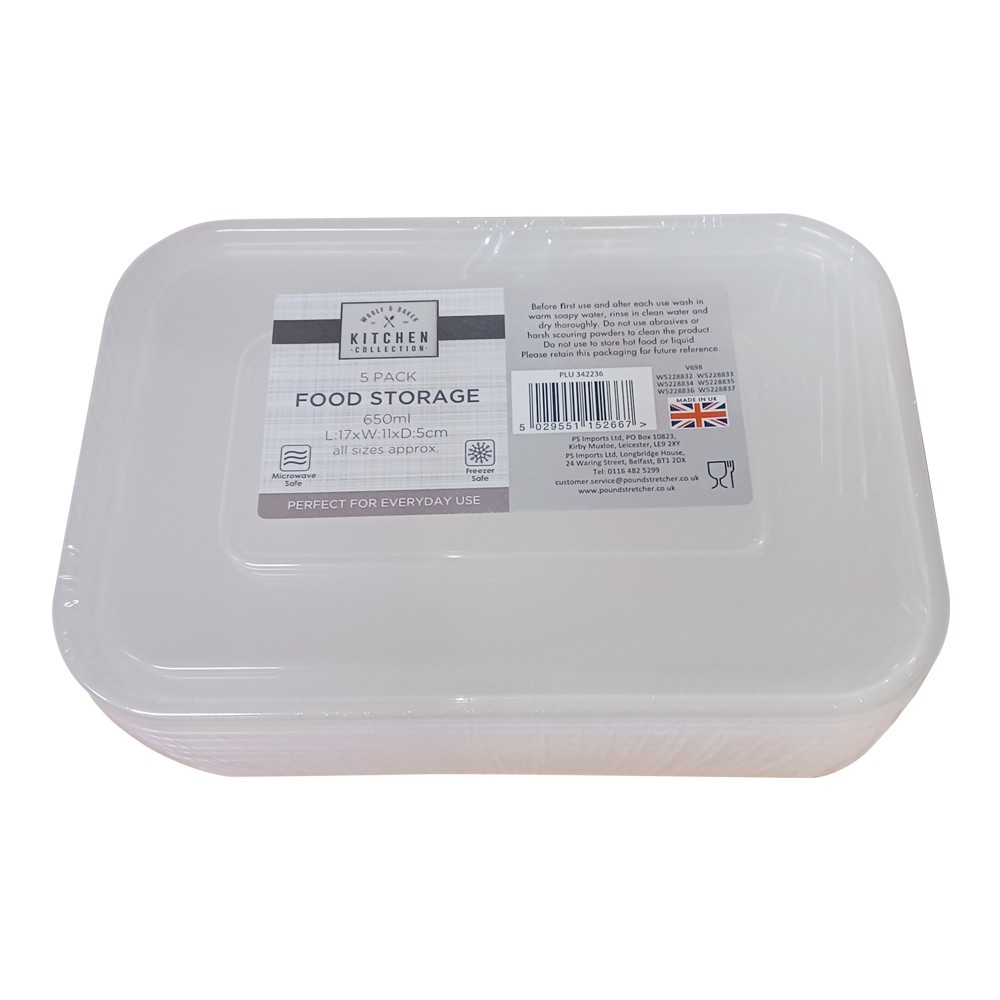 FOOD CONTAINERS 650ML 5 PACK