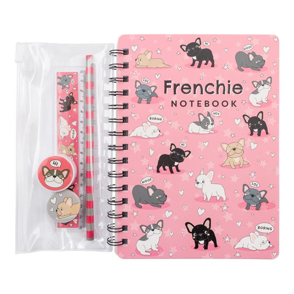 FRENCHIE NOTEBOOK WITH STATIONERY